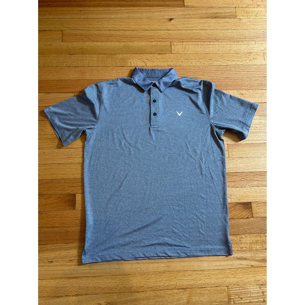 Callaway Opti-Dri Mens Blue Striped Short Sleeve Golf Polo Shirt Medium